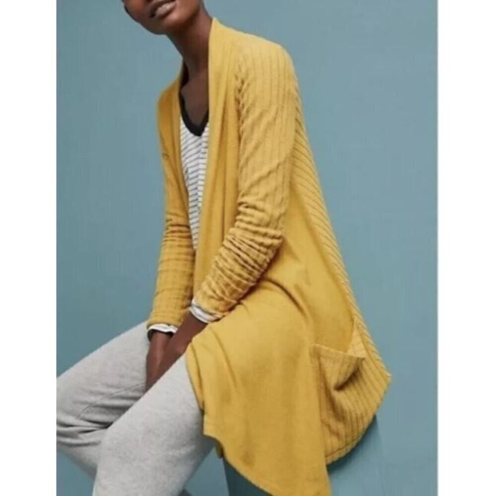 Anthropologie Saturday Sunday Cardigan Sweater Womens Medium Mustard Yellow Cozy